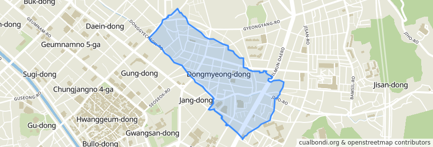 Mapa de ubicacion de 동명동.