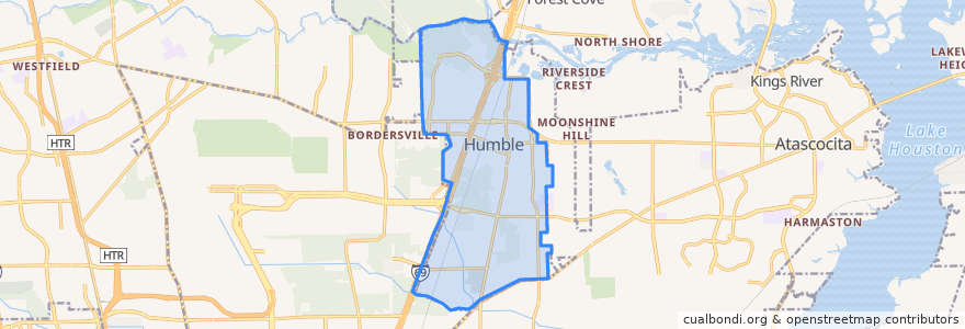 Mapa de ubicacion de Humble.
