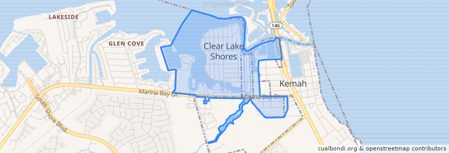 Mapa de ubicacion de Clear Lake Shores.