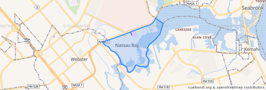 Mapa de ubicacion de Nassau Bay.