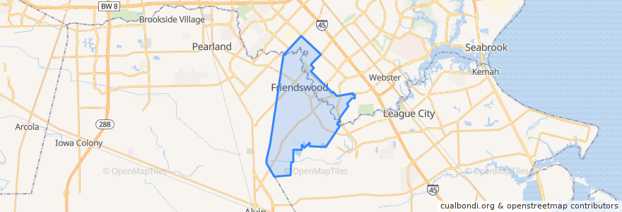 Mapa de ubicacion de Friendswood.