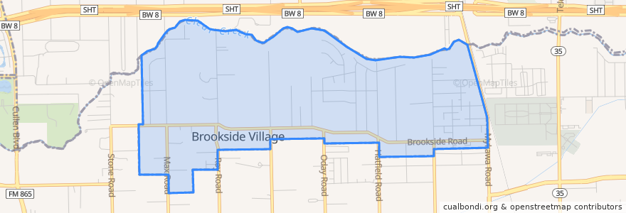 Mapa de ubicacion de Brookside Village.