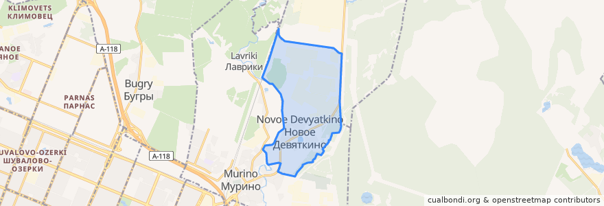 Mapa de ubicacion de Новодевяткинское сельское поселение.