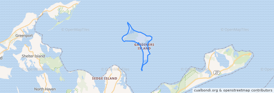 Mapa de ubicacion de Gardiners Island.