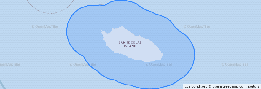Mapa de ubicacion de San Nicolas Island.