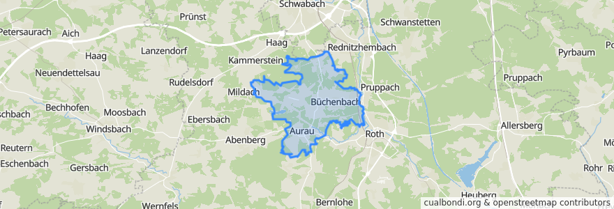 Mapa de ubicacion de Büchenbach.