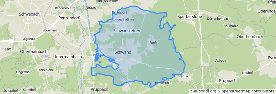 Mapa de ubicacion de Schwanstetten.