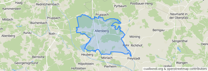 Mapa de ubicacion de Allersberg.