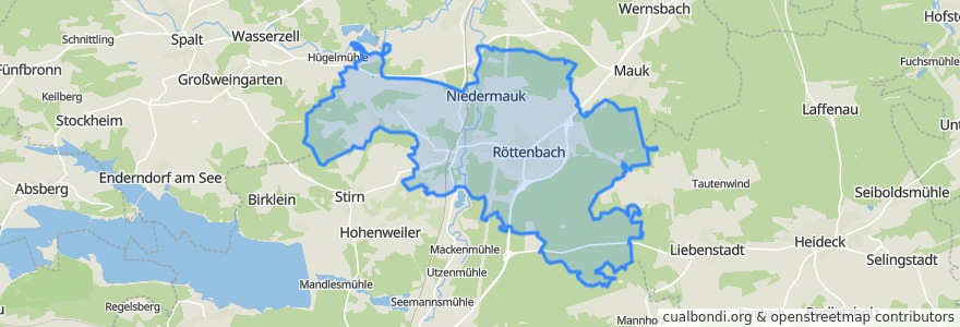 Mapa de ubicacion de Röttenbach.