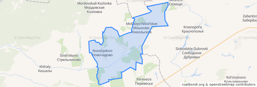 Mapa de ubicacion de Новочадовское сельское поселение.