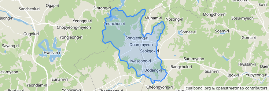 Mapa de ubicacion de Doan-myeon.