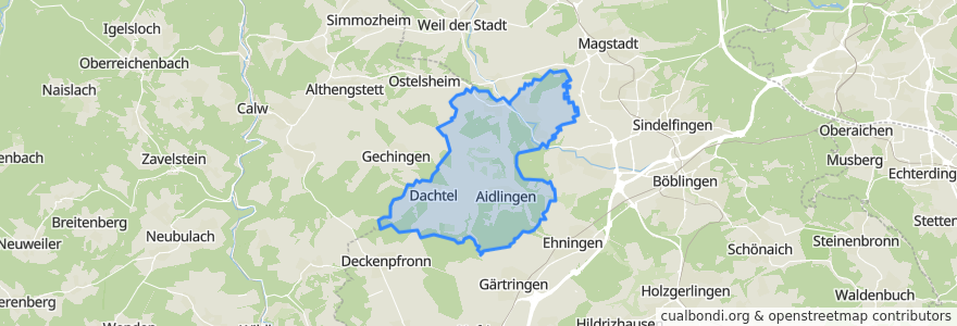 Mapa de ubicacion de Gemeindeverwaltungsverband Aidlingen/Grafenau.