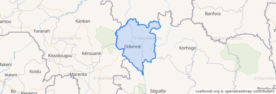 Mapa de ubicacion de Denguélé.