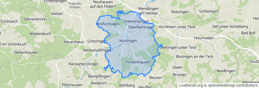 Mapa de ubicacion de Vereinbarte Verwaltungsgemeinschaft der Stadt Nürtingen.