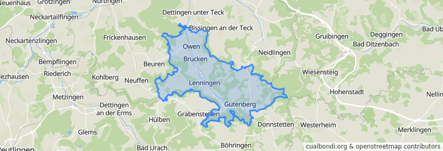 Mapa de ubicacion de Gemeindeverwaltungsverband Lenningen.