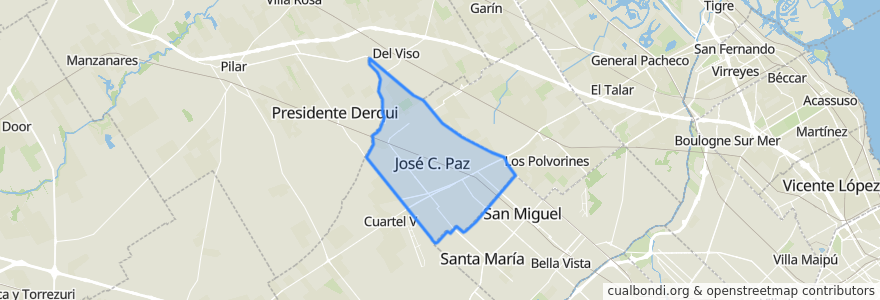 Mapa de ubicacion de José C. Paz.