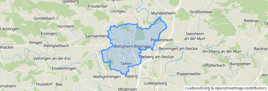 Mapa de ubicacion de Vereinbarte Verwaltungsgemeinschaft der Stadt Bietigheim-Bissingen.