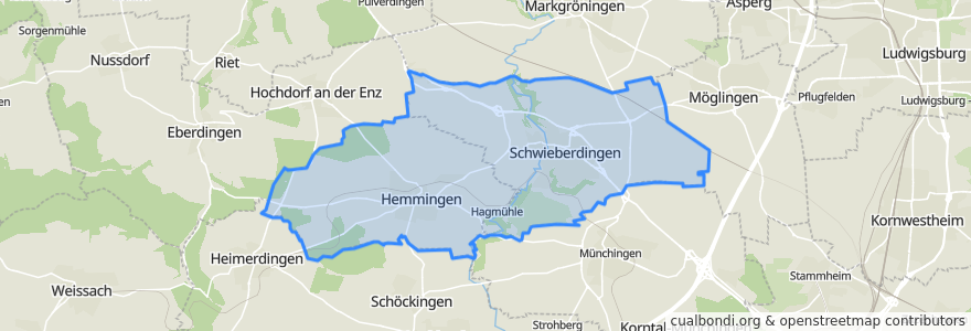 Mapa de ubicacion de Gemeindeverwaltungsverband Schwieberdingen-Hemmingen.