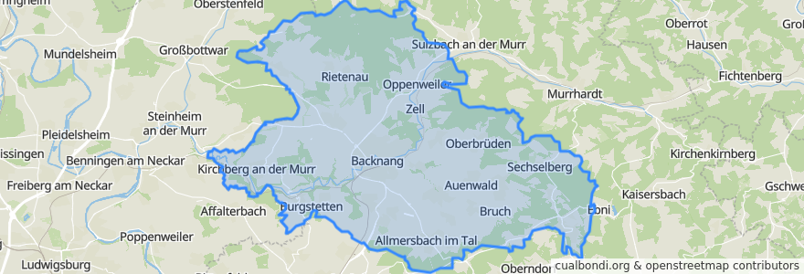 Mapa de ubicacion de Vereinbarte Verwaltungsgemeinschaft der Stadt Backnang.