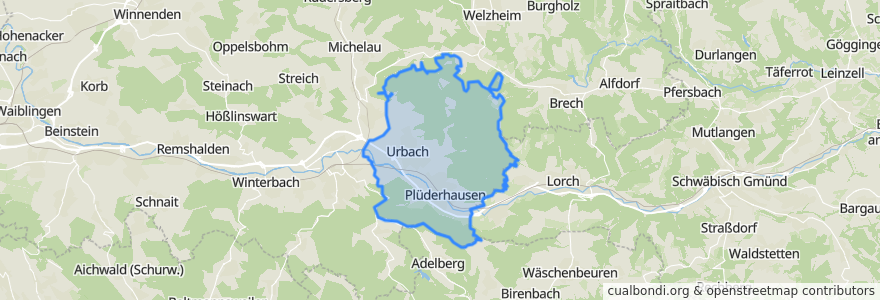 Mapa de ubicacion de Gemeindeverwaltungsverband Plüderhausen-Urbach.