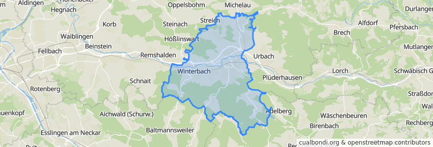 Mapa de ubicacion de Vereinbarte Verwaltungsgemeinschaft der Stadt Schorndorf.