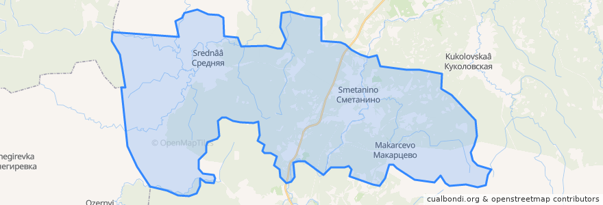 Mapa de ubicacion de Верховское сельское поселение.