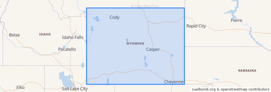 Mapa de ubicacion de Wyoming.