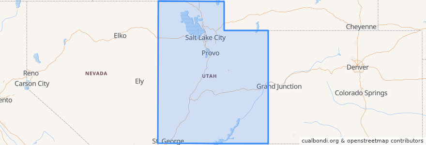 Mapa de ubicacion de Utah.