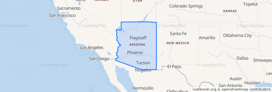 Mapa de ubicacion de Arizona.