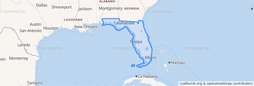 Mapa de ubicacion de Florida.