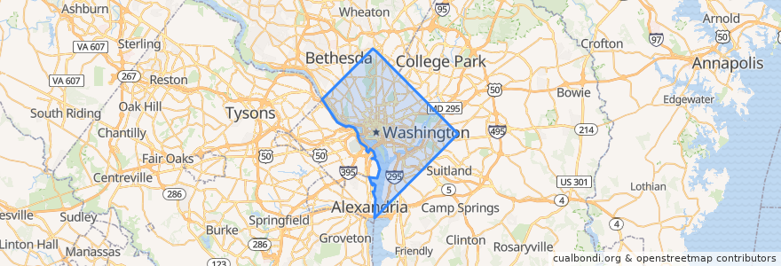 Mapa de ubicacion de Washington, D.C..