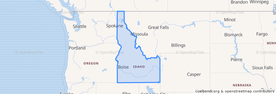 Mapa de ubicacion de Idaho.