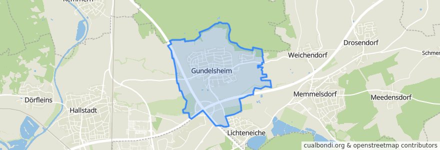 Mapa de ubicacion de Gundelsheim.