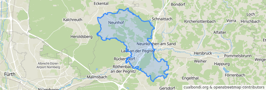 Mapa de ubicacion de Lauf an der Pegnitz.