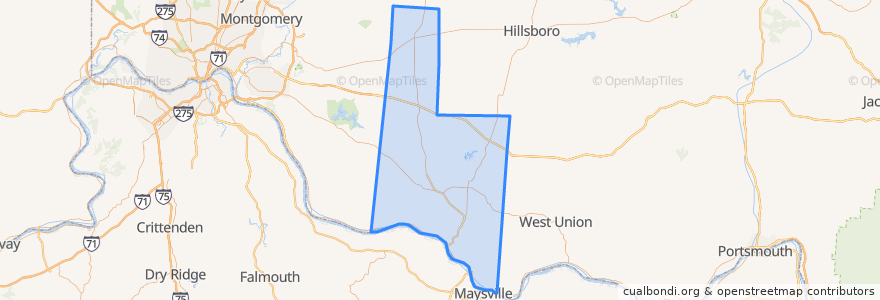 Mapa de ubicacion de Brown County.