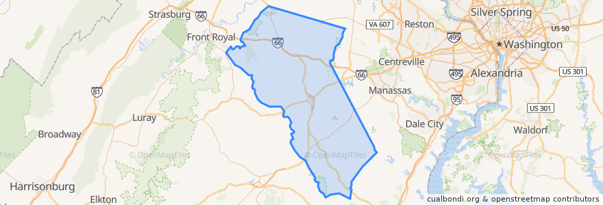 Mapa de ubicacion de Fauquier County.