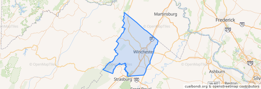 Mapa de ubicacion de Frederick County.