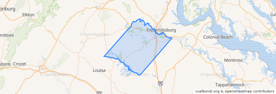 Mapa de ubicacion de Spotsylvania County.