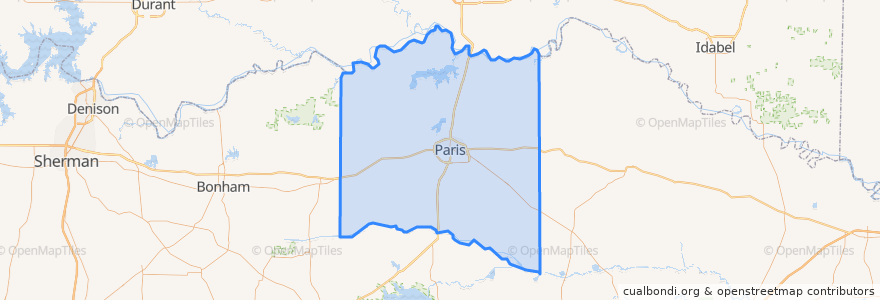 Mapa de ubicacion de Lamar County.