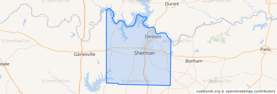 Mapa de ubicacion de Grayson County.