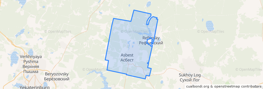 Mapa de ubicacion de Асбестовский городской округ.