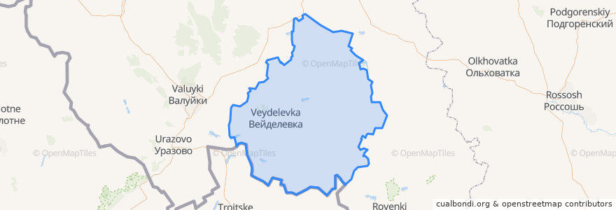 Mapa de ubicacion de Вейделевский район.