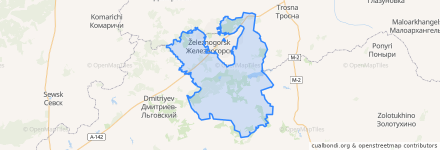 Mapa de ubicacion de Железногорский район.