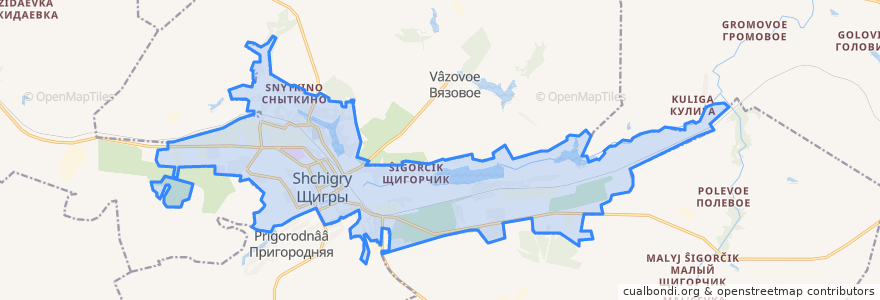 Mapa de ubicacion de городской округ Щигры.