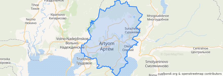 Mapa de ubicacion de Артёмовский городской округ.