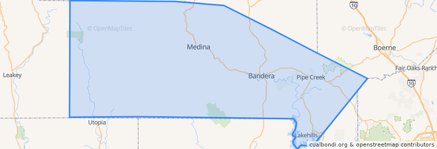 Mapa de ubicacion de Bandera County.
