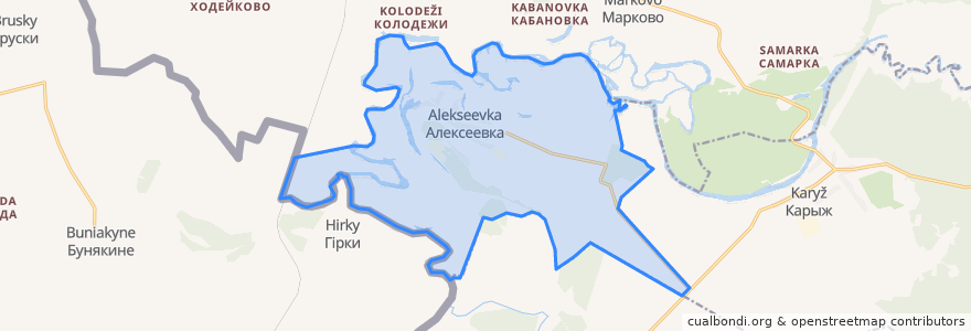 Mapa de ubicacion de Алексеевский сельсовет.