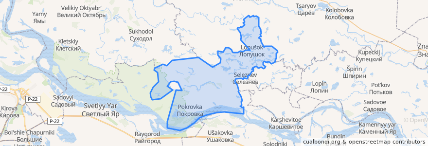 Mapa de ubicacion de Покровское сельское поселение.