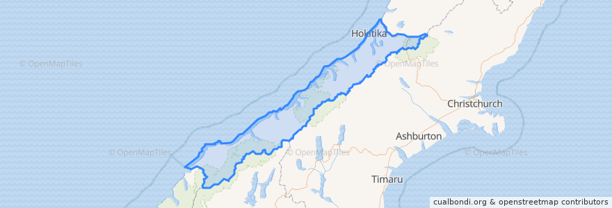 Mapa de ubicacion de Westland District.