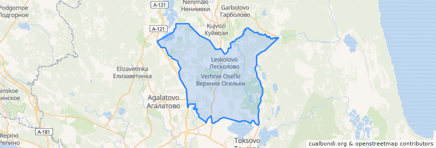 Mapa de ubicacion de Лесколовское сельское поселение.